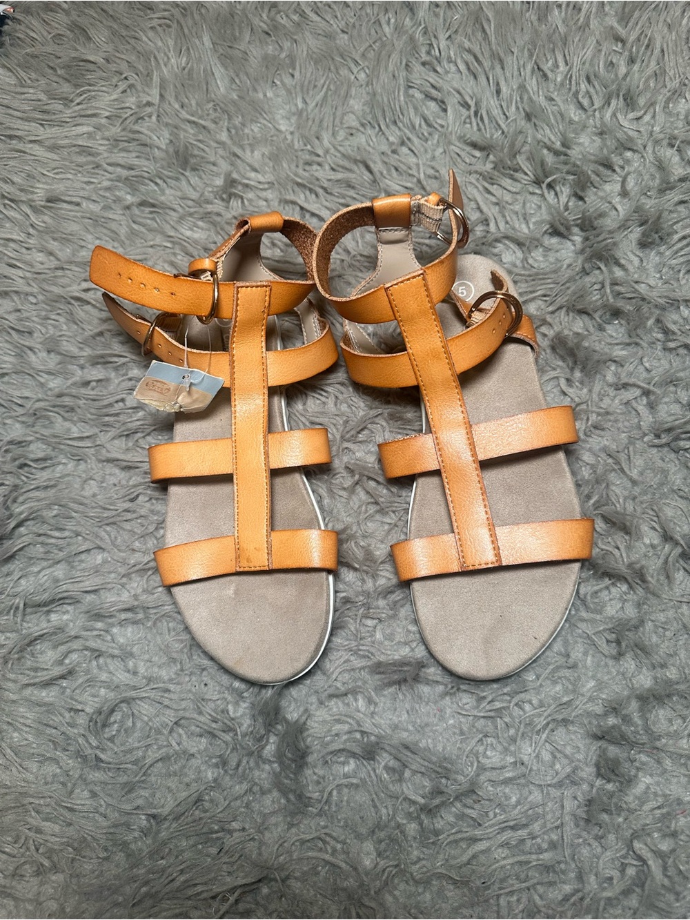 Cat & Jack Toddler Girls Tan Cognac Strappy Sandals Size 5